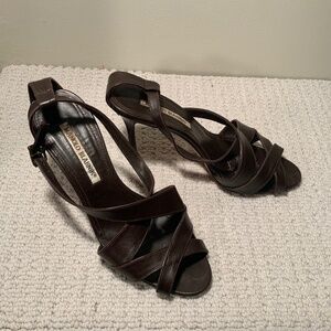 Manolo Blahnik Dark Brown Leather Sandal